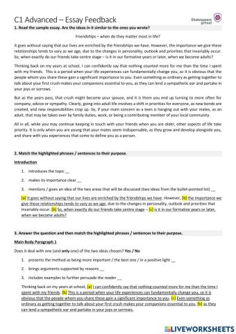 CAE - Essay Feedback (Writing Part 1)