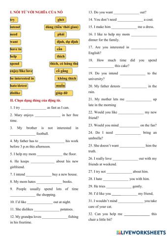 Verb form V-ing-V-inf-to V-inf