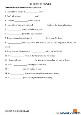 Simple Future-Ex02- S. Will-Be going to- S