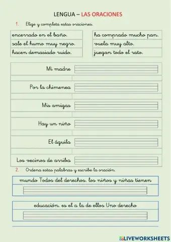 Las oraciones - 2º de Primaria