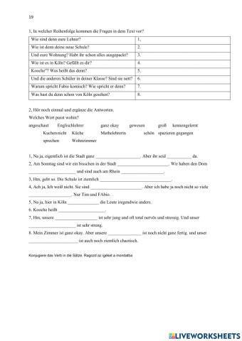 Hörverstehen Lektion 19