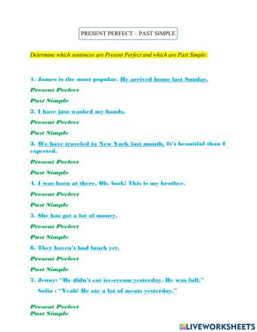 Present Perfect - Past Simple