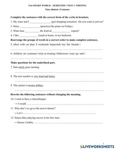 E6-hero test 1- writing