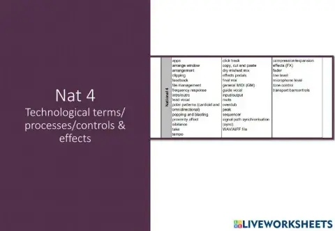 Nat 4 Music Tech Controls effects and processes