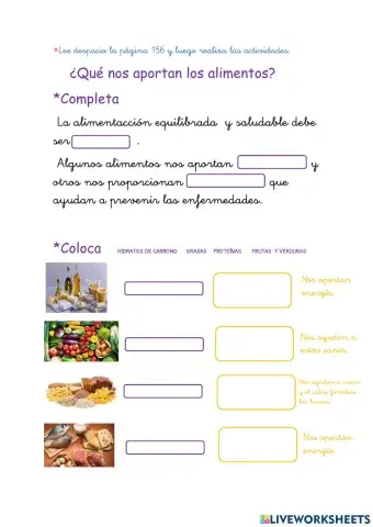 Los alimentos nos aportan...