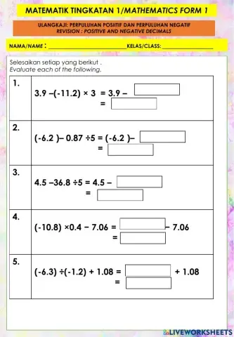 Positive and negative decimals