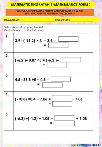 Positive and negative decimals