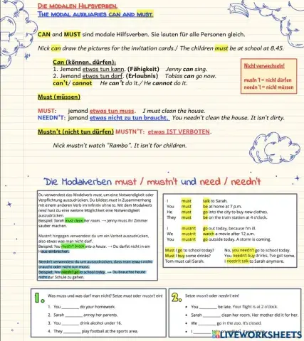 Die Modalverben must-mustn’t und need-needn‘t