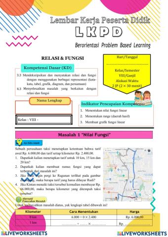 Lkpd - relasi dan fungsi