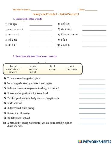 FF4 Unit 6 Practice 1