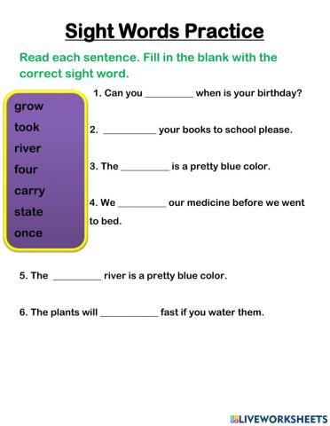 Sight Words W10