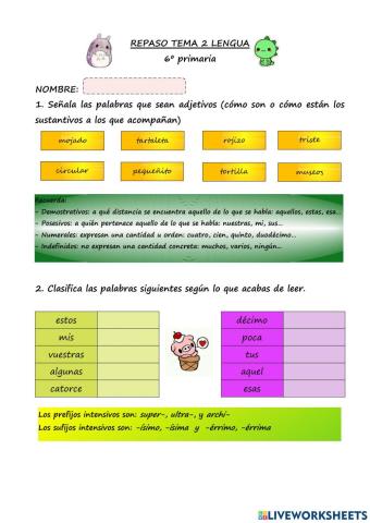 6º lengua repaso tema 2