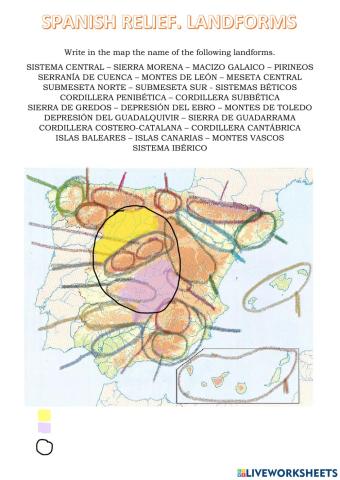 Spanish relief. Landforms