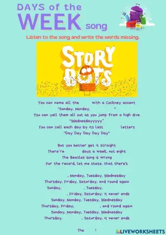 The days of the week song