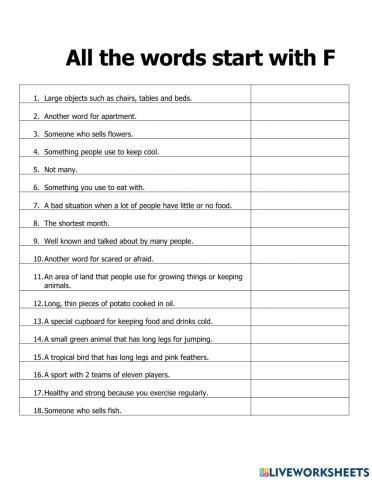 All the words begin with F