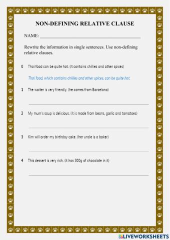 Non-defining relative clause