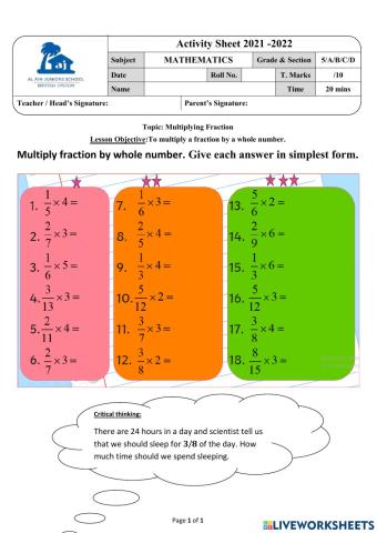 Multiply fraction with whole number