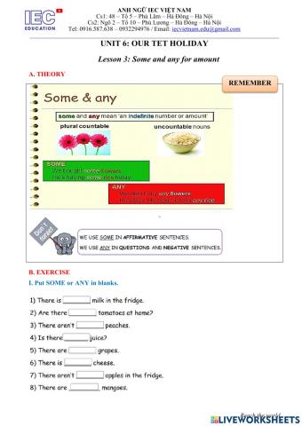 Unit 6 : Grade 6 : OUR TET HOLIDAY.