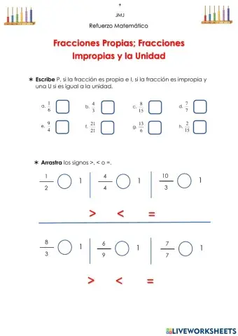 Comparación de fracciones según la unidad