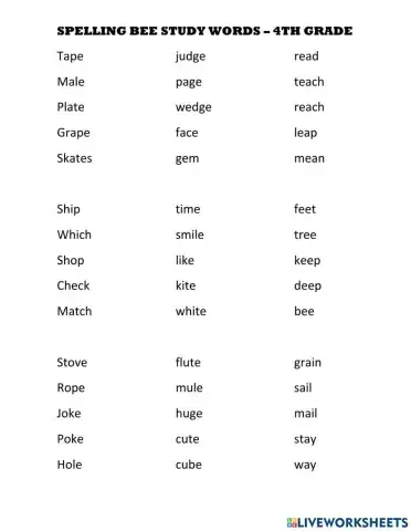 Spelling bee 4th grade