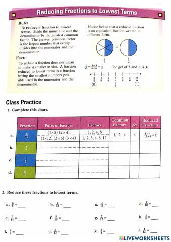 Reducing fractions