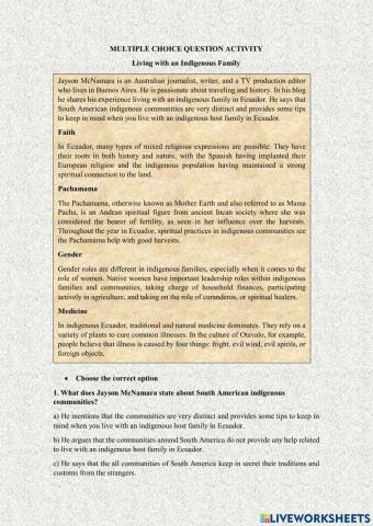 Living with an Indigenous Family