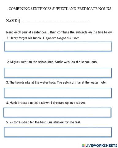 Combining sentences subject and predicate nouns