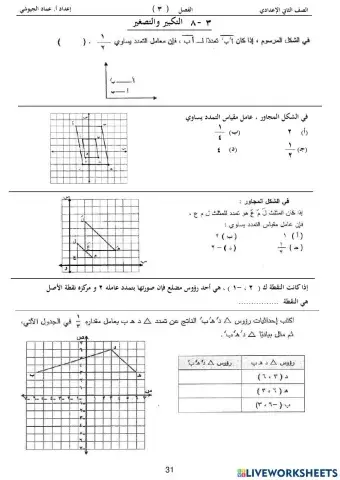 نشاط على التكبير والتصغير