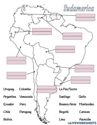 Paises y Capitales de Sudamerica
