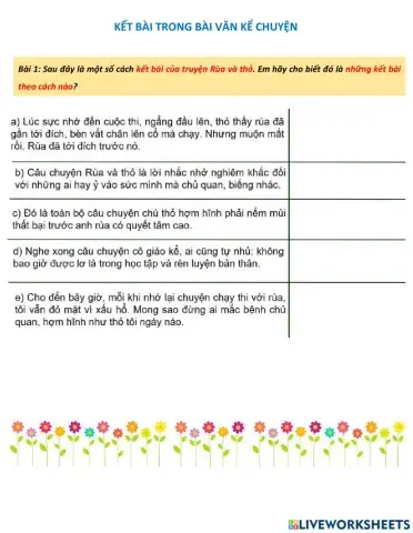 Kết bài trong bài văn kể chuyện