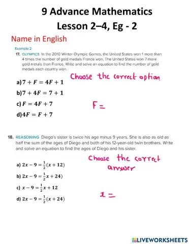 9 Advance Mathematics Lesson 2–4, Eg - 2