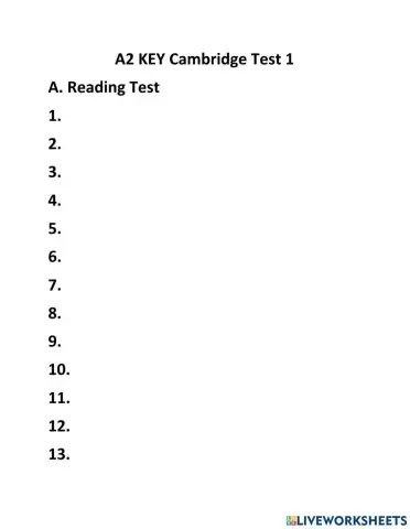 A2 ket cambridge test 1