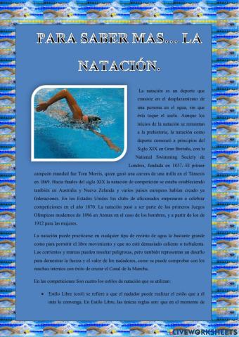 Para saber más.... la natacion