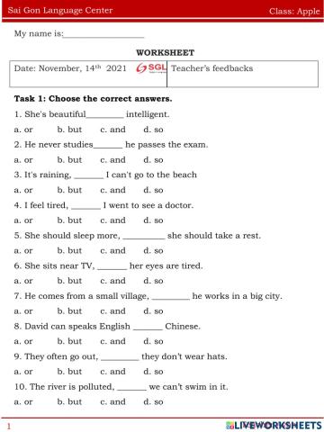 Worksheet apple