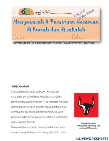 Musyawarah & Persatuan Kesatuan