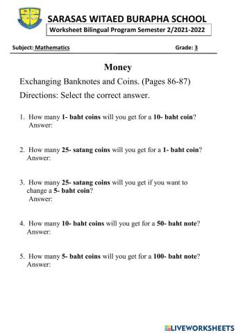 Money- Exchanging Banknotes and Coins Part 2