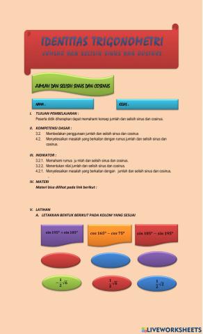 Identitas trigonometri jumlah dan selisih sin dan cos