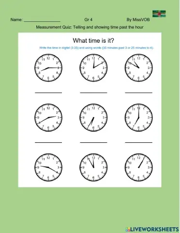 Measurement: Telling & Showing Time Test