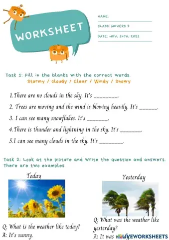 Movers 7 Worksheet 14.11.2021