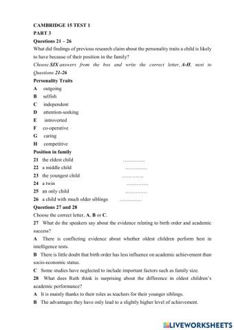 Cambrige ielts 15 test 1 Section 3