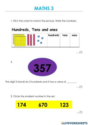 First Term Examination in Maths (Year 3)