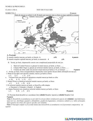 Relieful europei si munții carpati