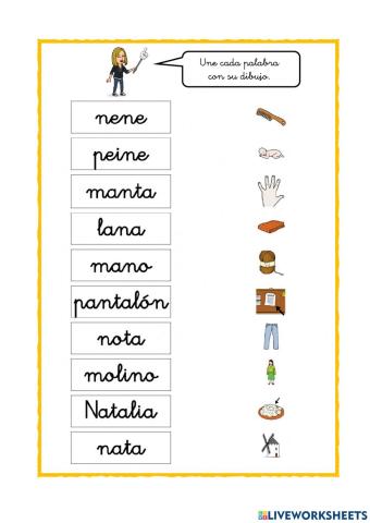 Unir dibujo - palabra (lectura)