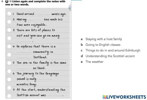 Listening comprehension task