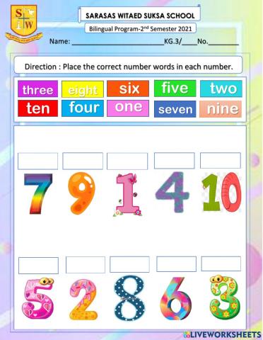 Number words 1-10