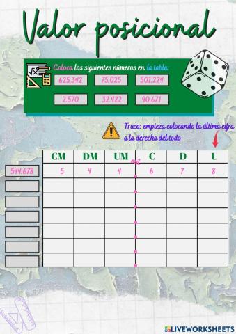 Valor posicional 6 cifras