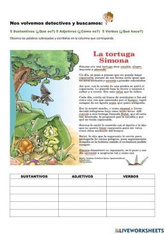 Sustantivo, adjetivos y verbos