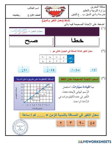 نشاط معدل التغير