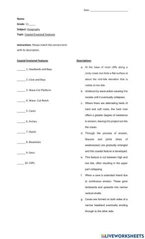 Coastal Erosional Features