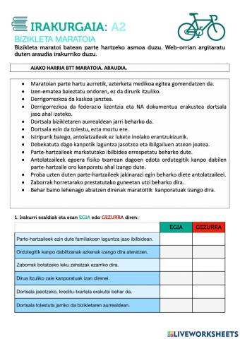 Irakurgaia: bizikleta maratoia